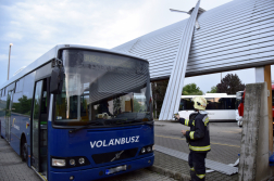 A megrongálódott szécsényi buszpályaudvar