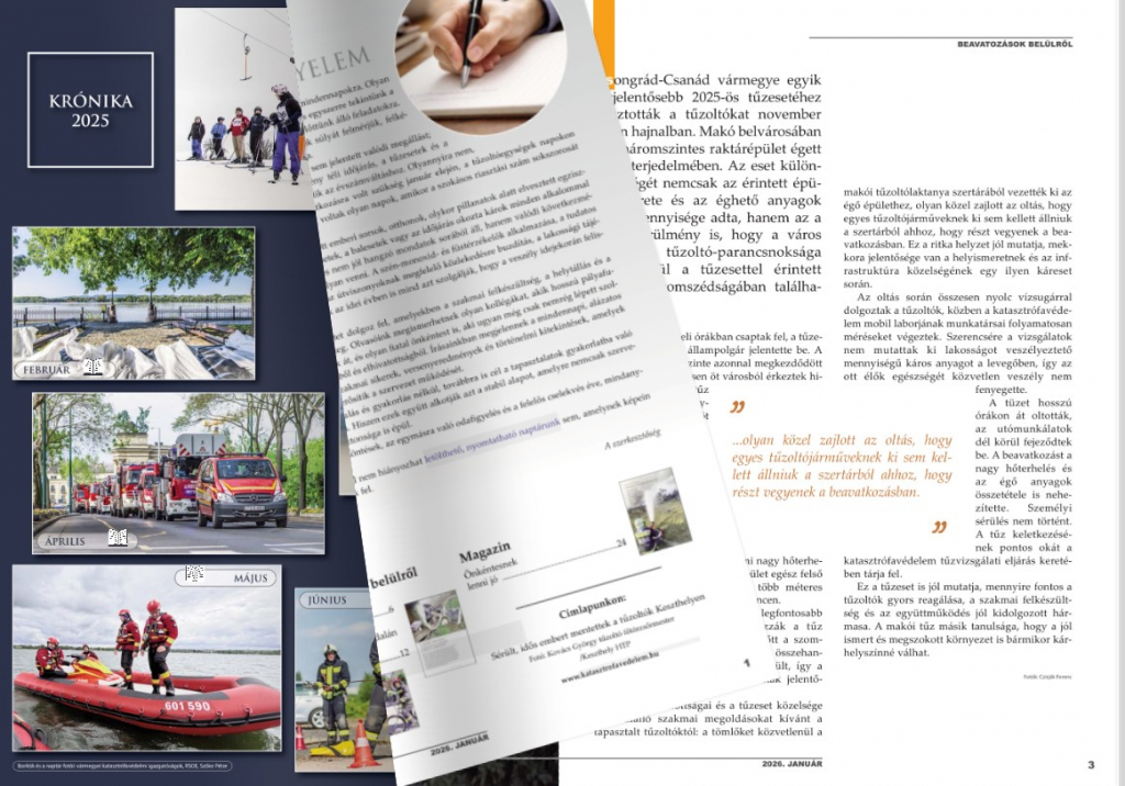 Megjelent a katasztrófavédelem legújabb lapszáma